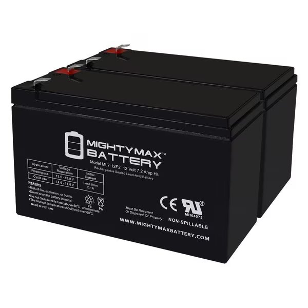12V 7Ah F2 Replacement Battery for Altered Slash Bat 250 Skateboard - 2PK, Mighty Max Battery, Mfr#: MAX3974687